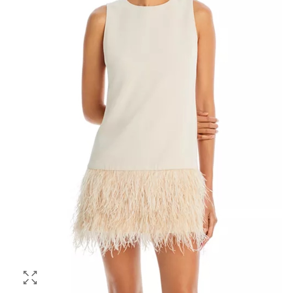 Alice + Olivia Cream Feather Mini Dress